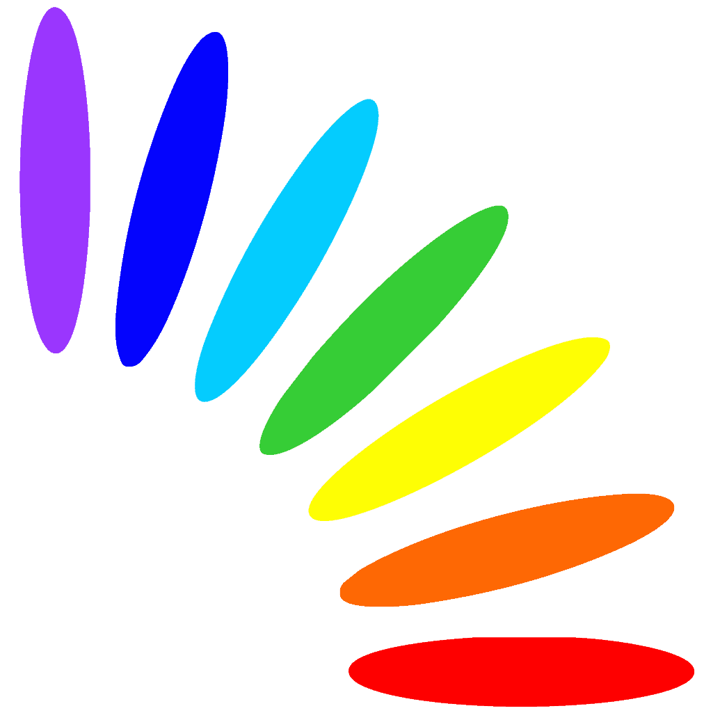 Bunte, bogenförmige Farbkleckse auf schwarzem Hintergrund.